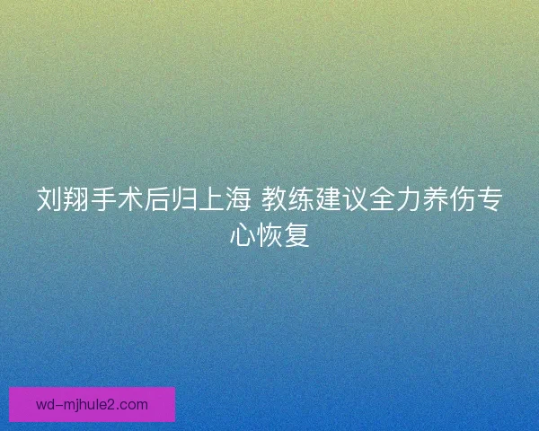 刘翔手术后归上海 教练建议全力养伤专心恢复 刘翔手术后归上海 教练建议全力养伤专心恢复